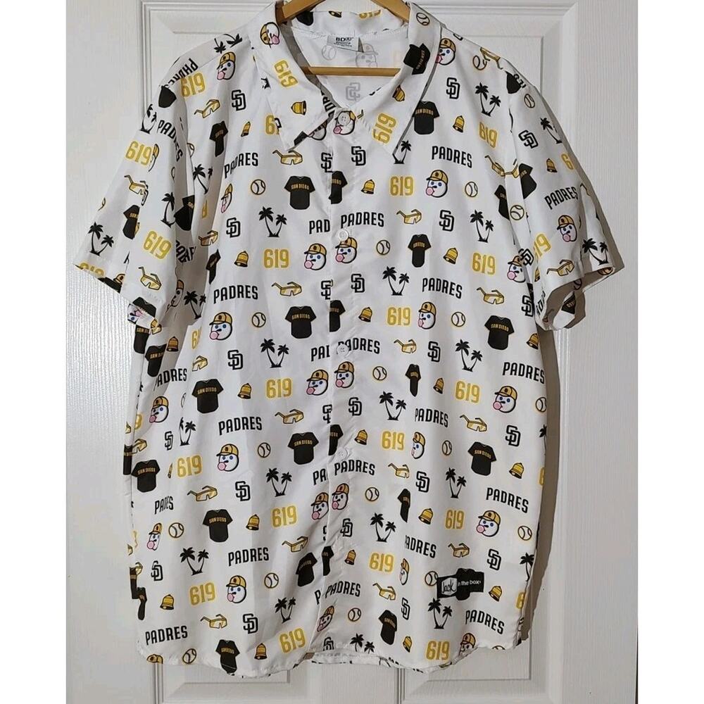 San Diego Padres Adult Aloha Hawaiian Button-Down 619 All-Over Print SGA - XL